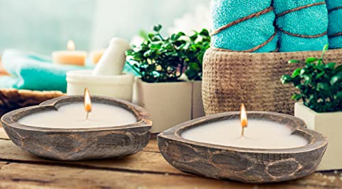 Heart Shaped Wooden Bowl Candle with Soy Wax - 3