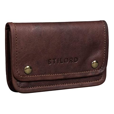 STILORD 'Kingston' Leather Tobacco Bag Vintage Cigarette Pouch for Men Women Retro for Papers Lighter and Filter in Genuine Leather, Colour:Cognac Dark Brown Cover