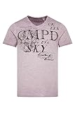 locker geschnitten Camp David Herren T-Shirt mit V-Ausschnitt und Used Prints French Violet XL