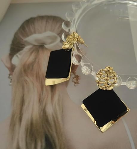 Black Gold Earrings 925 Sterling Silver Post Statement Lightweight Dangle Earrings For Women 5