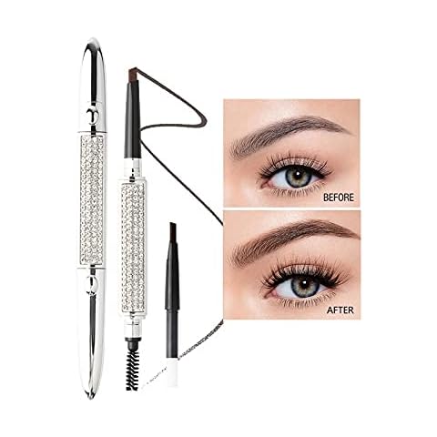 Eyebrow Pencil Light Brown Makeup Eyebrow Pencils 2 In 1 Automatic Longlasting Eyebrow Pen with A Free Refill Dual Ended with Mechanical Brow Pencil and Spoolie Brush(Light Brown) Cover