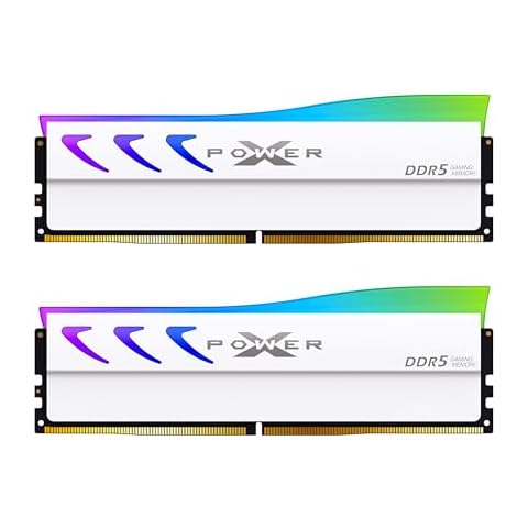 Silicon Power DDR5 32GB (2x16GB) Storm RGB 6000MT/s (PC5-48000) 288-pin CL36 1.35V UDIMM Desktop Memory Module RAM SP032GXLWU60CFDL White Cover