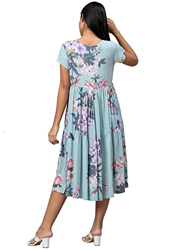 Image of AV2 Women's Rayon Regular Fit Maternity Feeding Layered And Tiered Kurti 5124 Dress