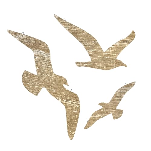 YceLon 3 Stück Deko Möwe, Maritime Wanddeko aus Holz, Maritim Deko für Wohnzimmer und Schlafzimmer, Meeresküsten Flair