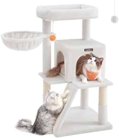 FEANDREA Cat Tree, Cat Tower, Widened Perch For Large Cats, Light Grey PCT51W 695636063347
