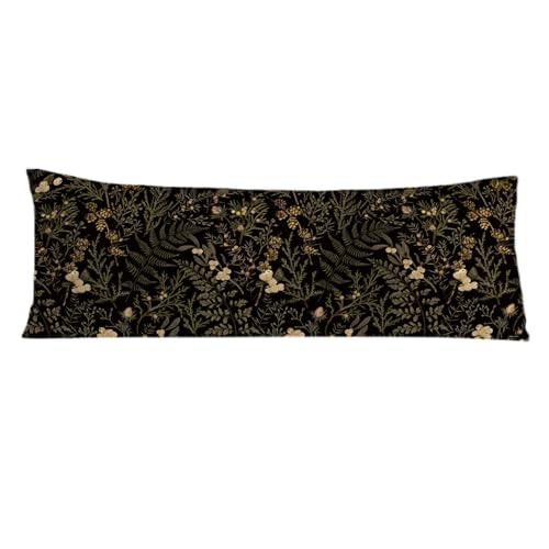 PIUD Moody Floral Botanical 20x54 Body Pillow Cover, Dark Aesthetic...