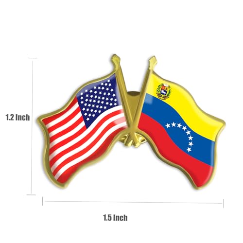 Image of 6 /12 /50 /100Pcs American Venezuela Flag Pins Bulk Friendship Souvenir 1.5 inch- Metal America USA Venezuela Lapel Pin Brooch Badge for Men Women Clothes Bags Hats