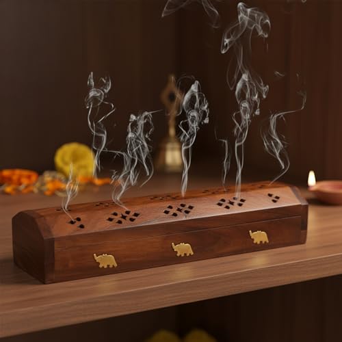 Serenz, Premium Wooden Incense Holder Box with Lid | Handcrafted ...