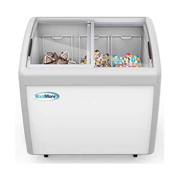 KoolMore MCF9C Commercial Ice Cream Freezer Display Case, Glass Top