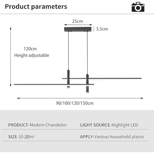 Suspension LED moderne variable et réglable en hauteur avec télécommande pour table à manger - 7
