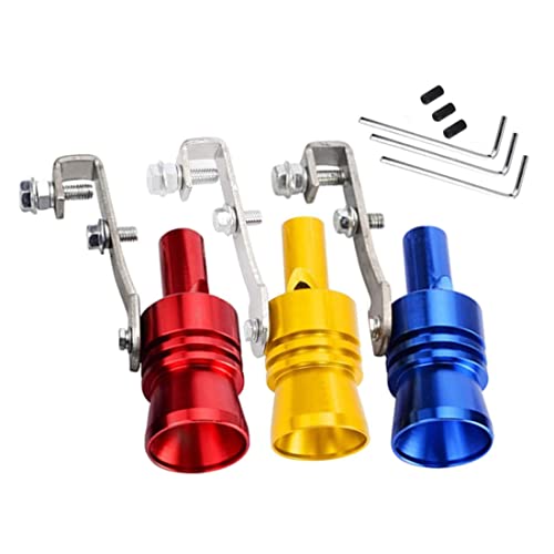 Turbo Exhaust Whistle, 3Pcs Turbo Exhaust Whistle, XL Size Aluminum Alloy Aluminum Sound Muffler Pipe Car Roar Maker (Red+Gold+Blue) for Daily Use