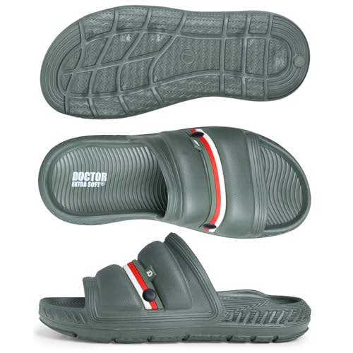 Image of DOCTOR EXTRA SOFT Men's Classic Ultra Soft Sliders /Slippers with Cushion FootBed for Adult | Comfortable & Light Weight | Stylish & Anti-Skid | Waterproof & Everyday Flip Flops for Gents /Boys D-527