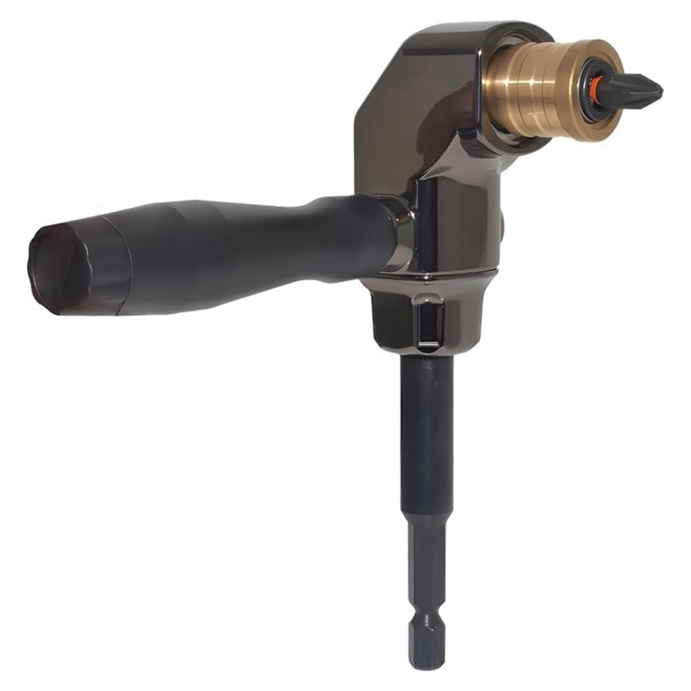 Pderlous Right Angle Drill Attachment, All Metal Body 90 Degree Drill Adapter with Detachable Handle, Drill Bit Corner Adapter