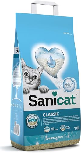 Sanicat - Classic Marseille soap scented cat litter Fast absorption product for your pet’s hygiene | No dust | Keep Your Home Clean | 10L capacity