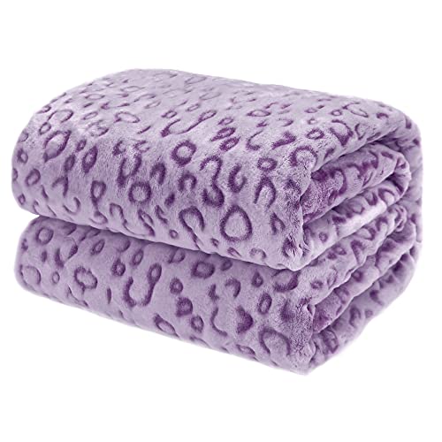 Purple Gifts for Women Purple Leopard Print Throw Blanket Soft Warm Fleece Plush Blanket for Couch Bed Sofa Cozy Purple Bedroom Living Room Decor Birthday for Women Girls