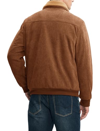 Rdruko Men's Corduroy Fleece Jacket Thick Sherpa Lined Jacket Warm Winter Turn-Down Collar Full Zip Jacket3