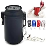 HOSEDA携帯灰皿 おしゃれ 缶型 臭わない ワンタッチ 密閉 カラビナ付き アルミ合金 防錆 耐圧 防湿 アウトドア 車用 コンパクト 携帯 吸い殻入れ ミニ灰皿 ピルケース 応急用 (ブラック)