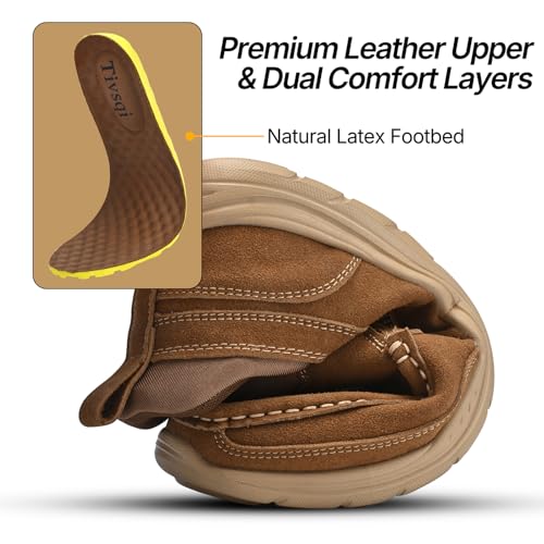 Hand Free Casual Shoes for Men - Leather Slip-On Loafers with Elastic Heel & Latex Footbed - Lightweight EVA Walking Shoes3