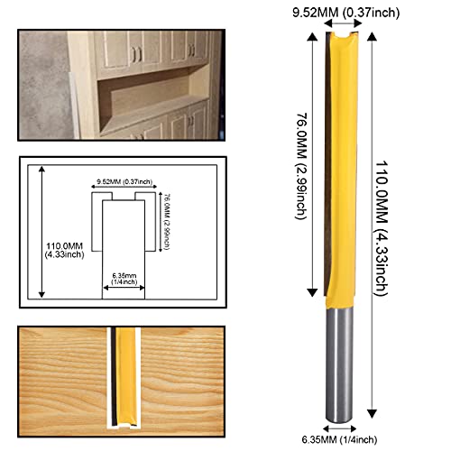 Hohxen WJ-HO-5016-2-FBA Straight Router Bit, 1/4 Inch Shank Long Double Flute Flush Trim Carbide Router Bits Milling Cutter For Plywood Wood Joinery thumb #1