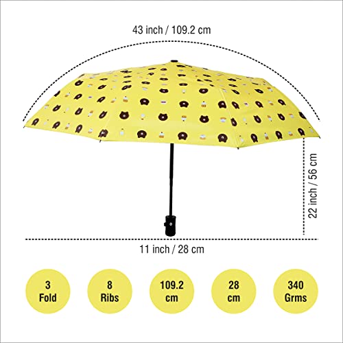 Image of KEKEMI 3 Fold Plain Pipine Umbrella for Men & Women