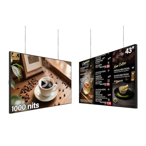 Image of 43inch Digital Signage, 1000nits High Brightness Advertising Display, Slim Fit Frameless LCD Monitor, CMS Remote Publishing, 24 /7 Operation, Smart Split Screen Play, HDMI /USB /WiFi /Android 11
