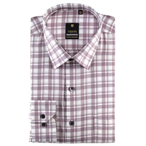 Image of 7-DAYS Men's Premium Checks Formal Shirt - Cotton Rich, Regular Fit, Full Sleeve, with Pocket, Wrinkle Resistant - Stylish Office & Everyday Wear.