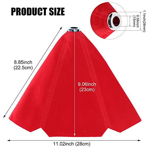 Qiang Kun Car Shift Boots Shift Knob Dust Cover Manual Gear Shift Cover Suede Leather Shift Boots Mt Gear Knob Shift Boots (Red Suede W/Red Stitching) #TOP4
