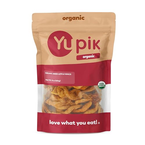 Yupik Organic Dried Apple Rings, 1 lb (16 oz), Kosher, Soft Dried Fruits, Peeled Apple Slices, No Added Sugar, Oil-Free, Source of Fiber, Healthy Snacks, Ideal for Baking & Topping