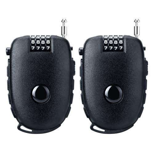 JAGASOL Motorcycle Helmet Lock 4 Digit Combination 27.5 Inch Retractable Cable Lock for Snowboard Bike Luggage Backpack Scooter Suitcase Ski Small Multi-Function Secure Lock for Travel Black 2 Pcs