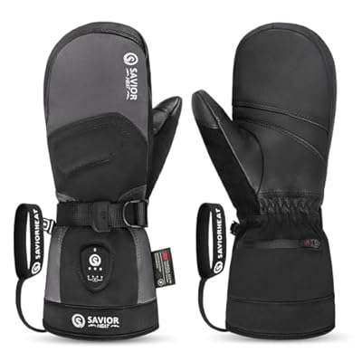 SAVIOR HEAT 3.0 Upgraded Heated Mittens for Women,7.4V 3000mAh Battery Ski Gloves,Fast Charging&Bluetooth-Controlled Electric Waterproof Touchscreen for Skiing Snowboarding