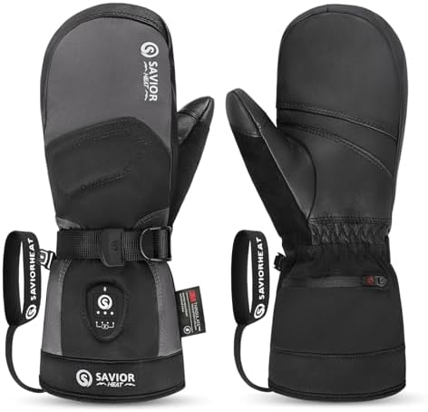 SAVIOR HEAT 3.0 Upgraded Heated Mittens for Women,7.4V 3000mAh Battery Ski Gloves,Fast Charging&Bluetooth-Controlled Electric Waterproof Touchscreen for Skiing Snowboarding