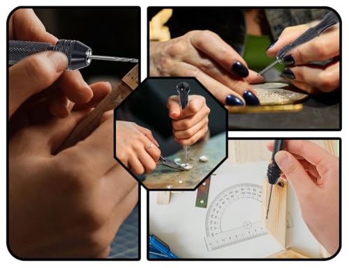 Lhbwhiz 21 Stück Handbohrer Set,Mini Bohrmaschine Pin Vise,Spiralbohrer Bit,Twist Hand Drill,Mini Bohrer,holzbohrer,für Model Making,DIY Drilling,Metal Wood Handbohrmaschine(Schwarz,0.3-1.6 mm)