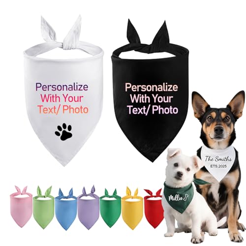 Hundehalst&uuml;cher mit Namen, Foto, Logo, personalisierbar, Dreieckstuch f&uuml;r gro&szlig;e und kleine Hunde, Welpen, Katzen