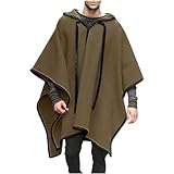 Generic Men's Steampunk Gothic Hooded Fashion Poncho Comfortable Home Clothes House Coat Men Wool Alpaca Poncho Hooded, X-Large, Khaki