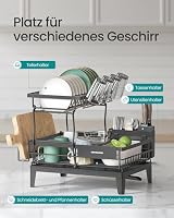 SONGMICS Abtropfgestell Geschirr, 360° drehbarer und ausziehbarer Ablauf – Ansicht 3
