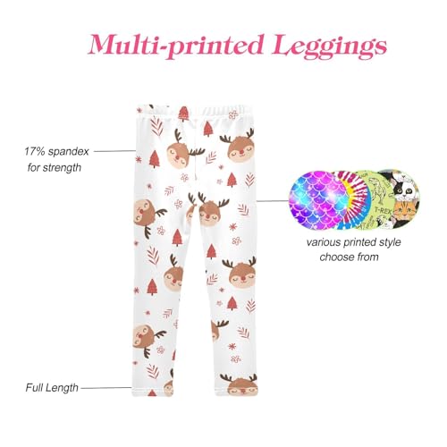 CaTaKu Girls Leggings Christmas Reindeer Cartoon Leggings for Girls Kids Athletic Workout Yoga Pants Size 4-10T4