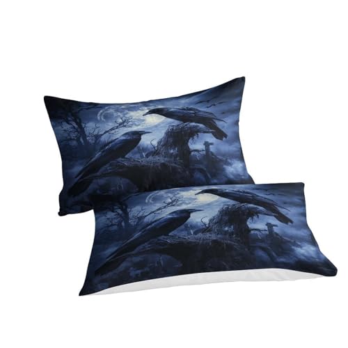 Parure de lit corbeaux 3D microfibre 140x200cm avec housse et taies - 5