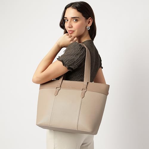 Image of Fastrack Croco Core Laptop Tote for Women, Women's Faux Leather Shoulder Bag, Fits 15-Inch Laptop, Organised Office Bag with Zip Pockets, Work and College Bag for Girls