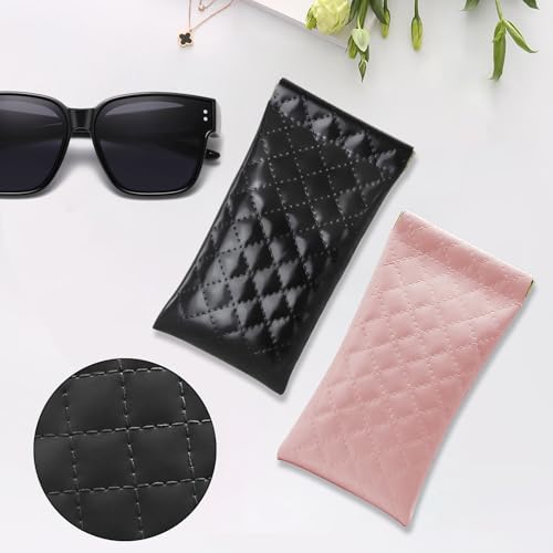 Image of ZACI Leather Eyeglass Cases Portable Sunglasses Cases Squeeze Top PU Glasses Pouch Travel Soft Trinket Organizer Bags