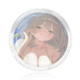 灰皿 ブルーアーカイブ 十六夜ノノミ ガラス灰皿 丸型 タバコ固定 ガラス 透明 デザイン 滑り止めパッド付 置物 洗いやすい 喫煙具 オフィス 飲食店 タバコ用 業務用 プレゼント 8.5*3.5cm