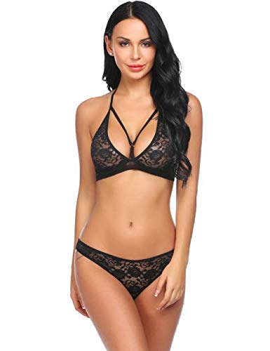 Dentelle patchwork exotique pour ensemble de sous-vêtements noirs