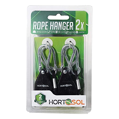 HORTOSOL Poleas con freno para colgar 1/8' mosquetón de metal 68kg 2m