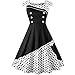 Verano Mujer Cuello Redondo Manga Corta Elegante Retro Swing Vestido Lunares Cintura Delgado Costura Vestido de cóctel