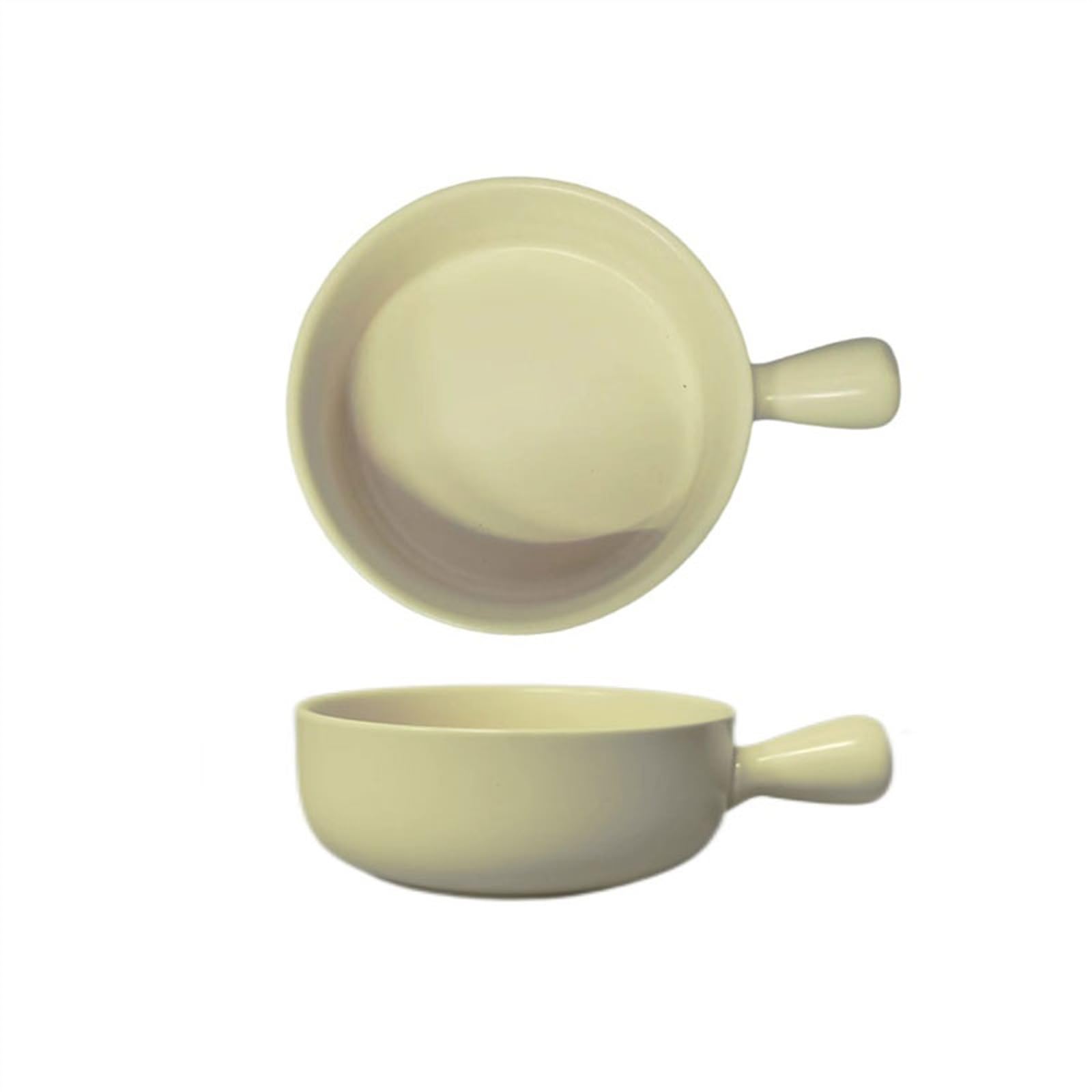 OLSKFUH Kitchen 500Ml Oven Baked Rice Bowl Ceramic Fruit Salad Baking Single Handle Pan Household Breakfast Plate Cooking,Beige