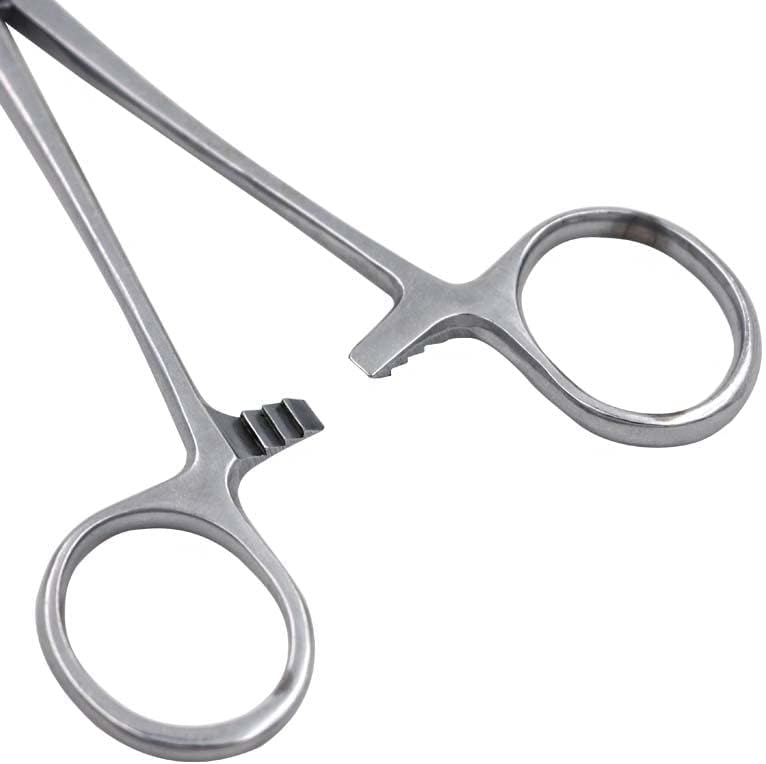 1pc Stainless Steel 14/16/18cm Medical Dental Surgical Needle Holder Hemostatic Forceps Clamp Straight/Elbow Surgical Tool (Color : 18cm Elbow)