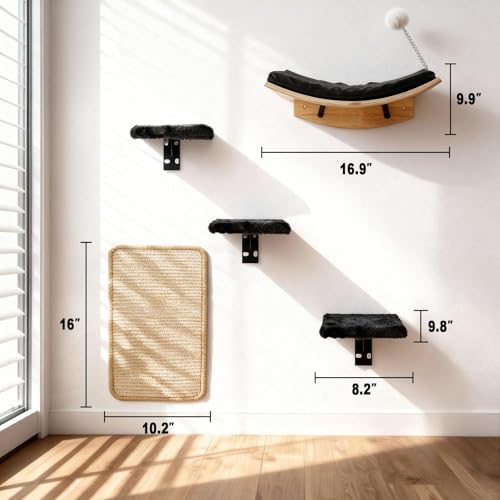 Sistema de muebles de pared para gatos, 5 piezas miniatura 7
