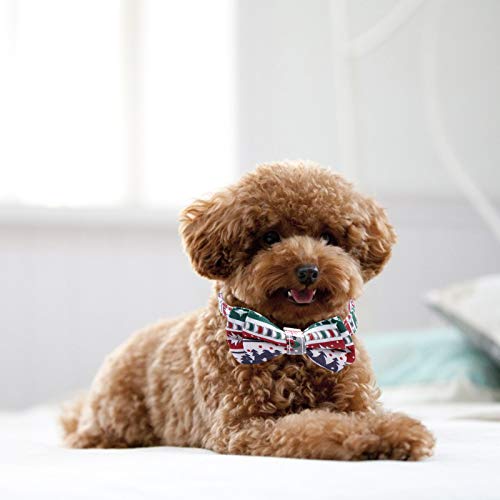 Coleira de cão de gravata borboleta de Natal com estampa colorida pequena coleira de animal de estim