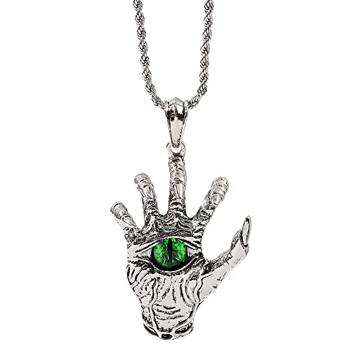 Evil Eye Protection Pendentif Collier Rétro Viking Hip Hop Gothique Amulette Biker Colliers en Acier Inoxydable pour Hommes Garçons Chaîne de 24 pouces (Couleur: Silver-Dragon Claw) Cover