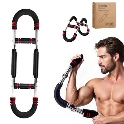 REBEAUQ アームバー 胸筋トレーニング器具 筋トレ器具 自宅 アームバー エキスパンダー 3段階負荷調整 (30~50KG) アームバー 大胸筋 腹筋 上腕二頭筋 背筋 全身トレーニング 分解収納 持ち運び便利 日本語説明書付き