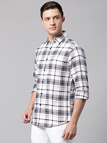Image of Dennis Lingo Checkered Slim Fit Casual Shirt with Spread Collar for Men
